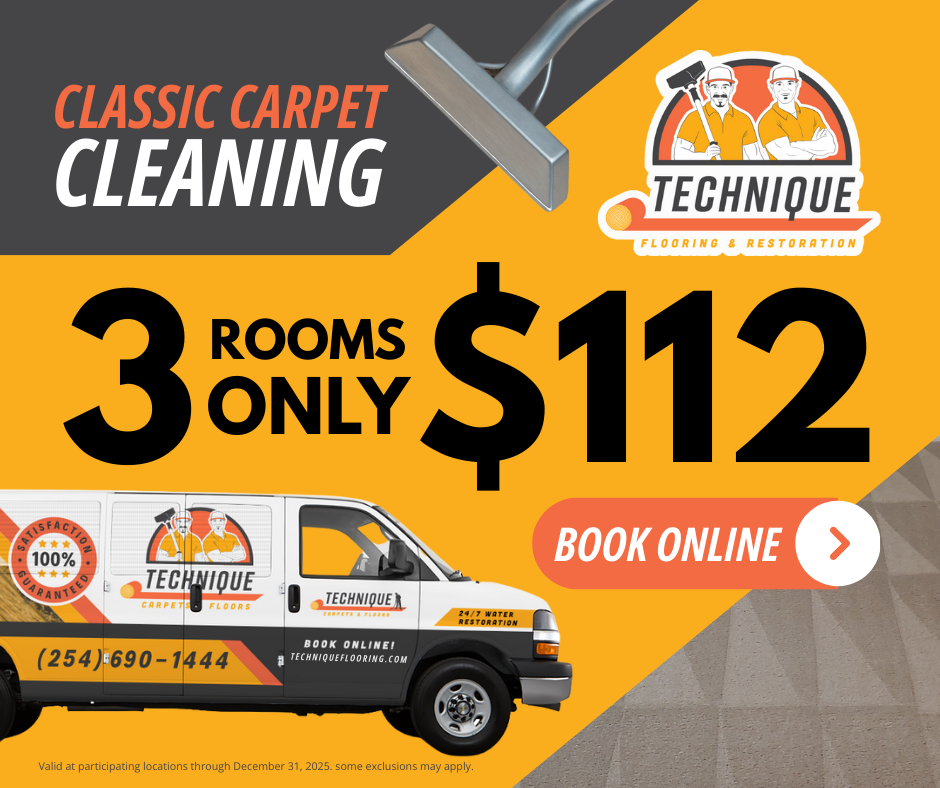 cleaning 3 rooms for $112